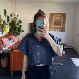 Cropped button down dress shirt